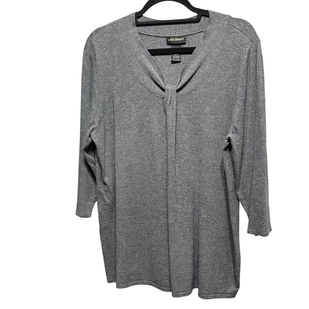 Lane Bryant Womens Gray 3/4 Sleeve Knot Front Lightweight Sweater Size 18/20
